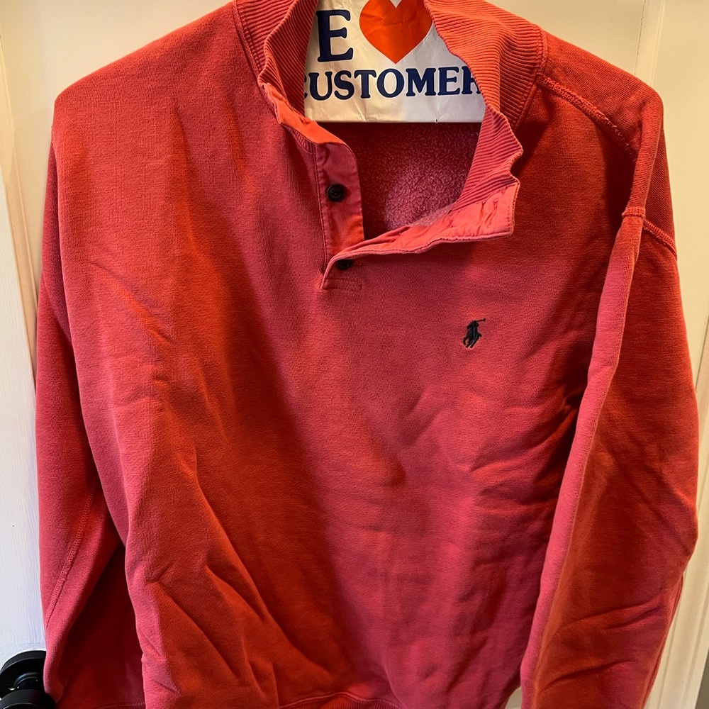 Polo By Ralph Lauren Orange/Salmon Button Up Pullover